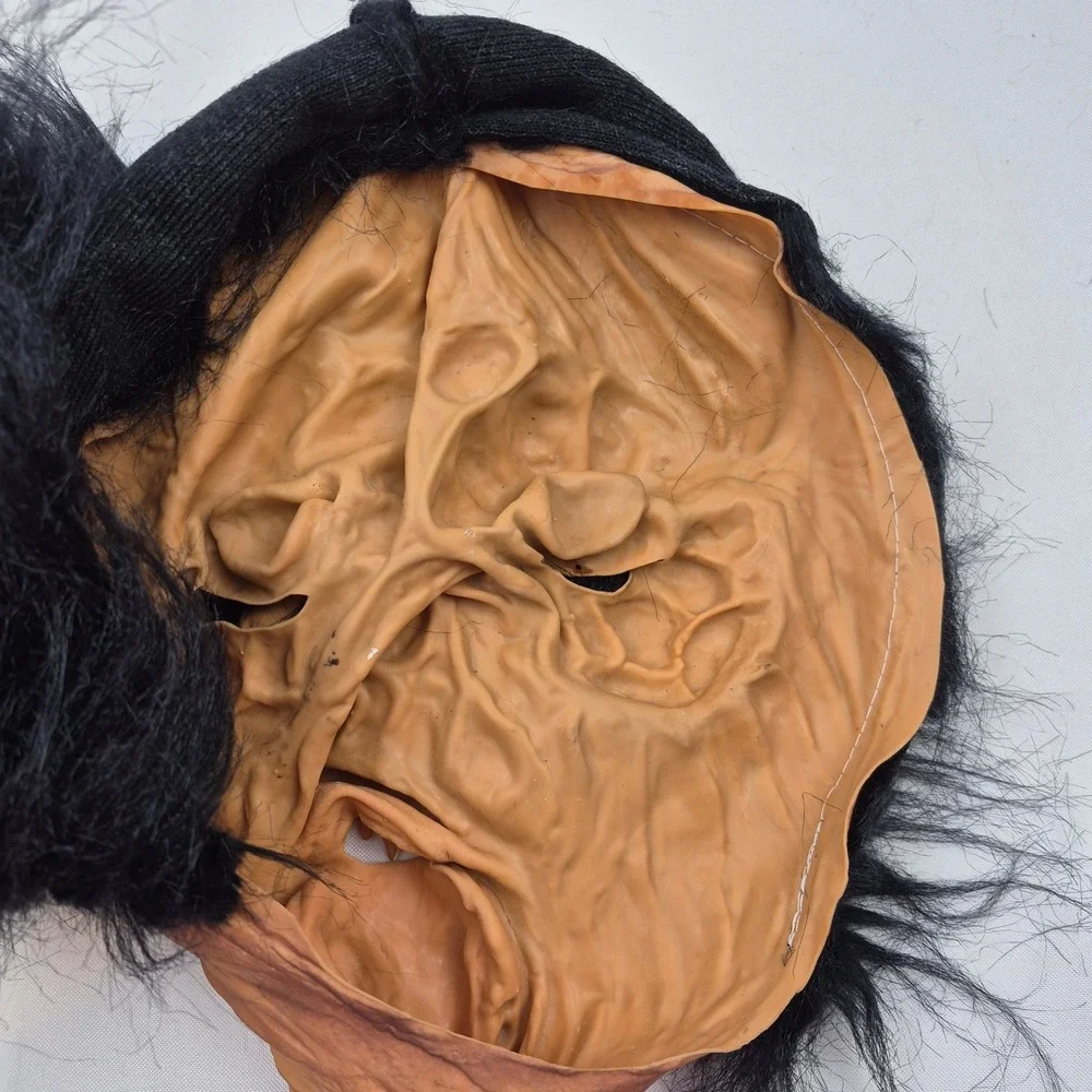 Vtg Halloween Mask Pig Ghoul Monster Latex Hair Blue Eyes Sri Lanka 80s‎ 90s